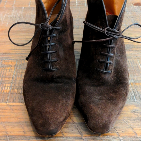 SALVATORE FERRAGAMO VINTAGE BROWN SUEDE BOOTIES - Picture 8 of 8